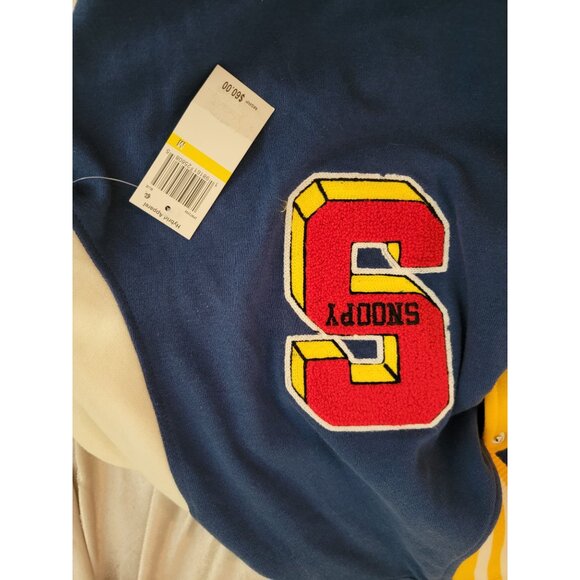 Peanuts Hybrid Apparel Snoopy Letterman Jacket M Cotton/Polyester Unisex Blue & - Picture 4 of 4